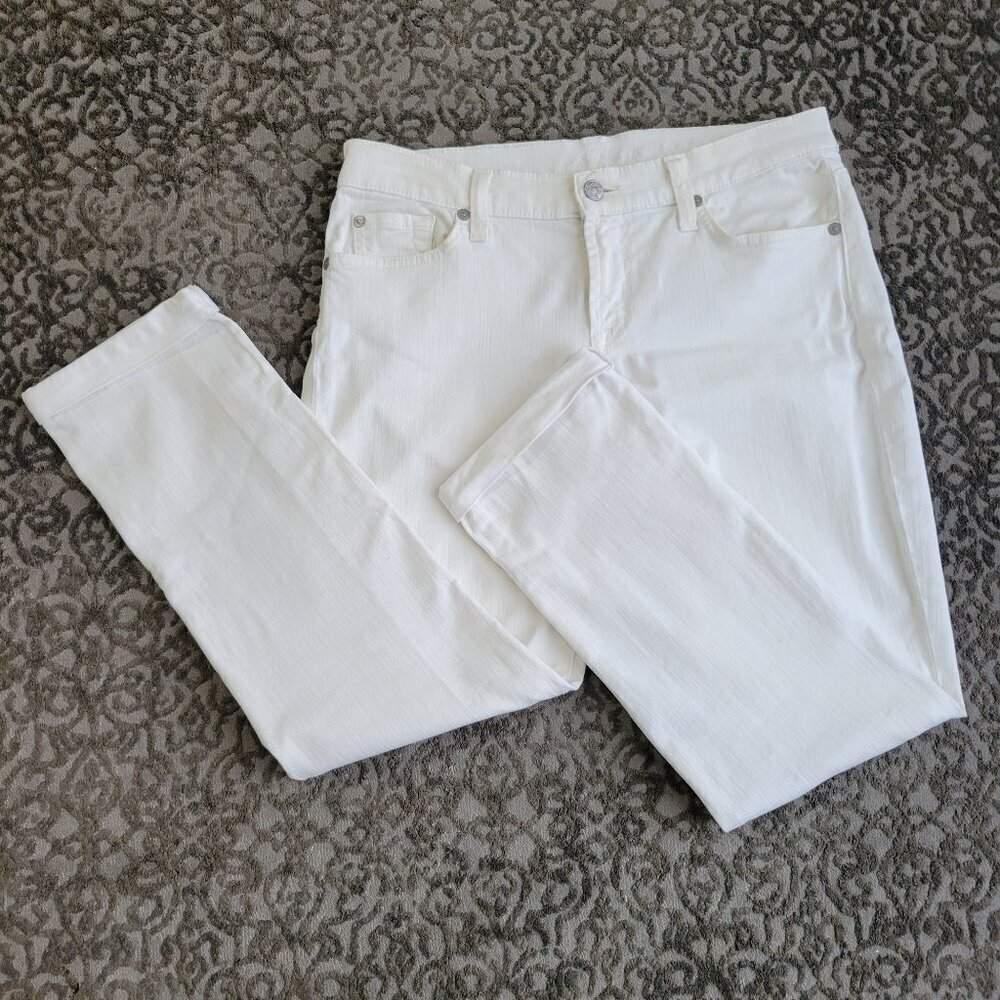 7 for All Mankind White Denim Jeans the skinny Crop and Roll